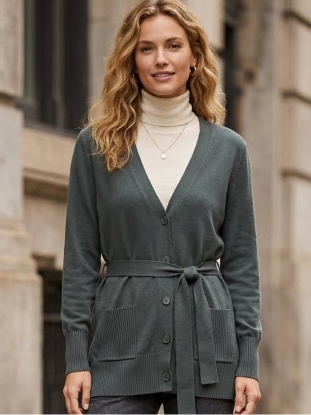 Splendid Cardigan Green V-Neck Belted Cardigan Will fit a Small Regular